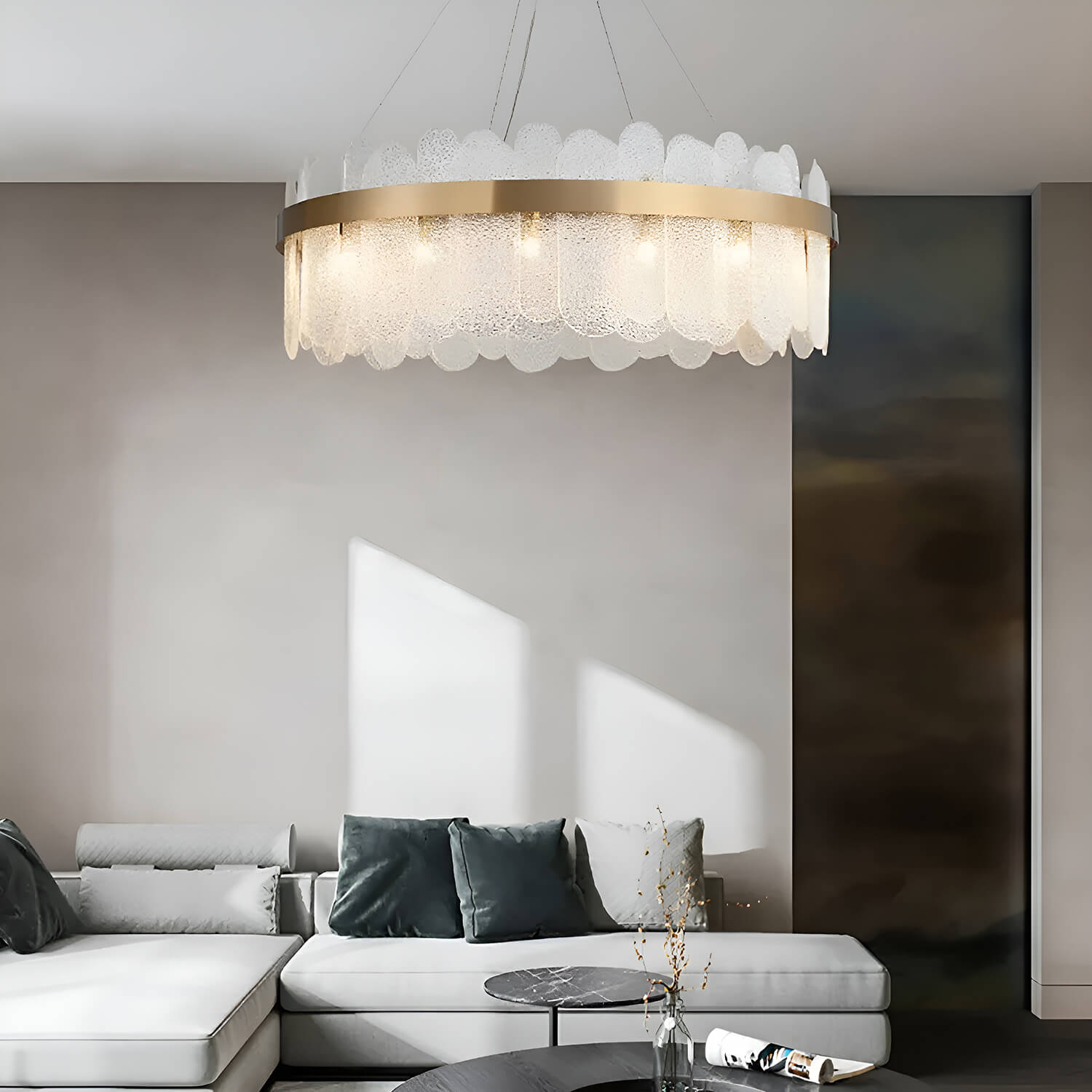 Round Tiered Clear Glass Chandelier-Living Room-2 |Sofary