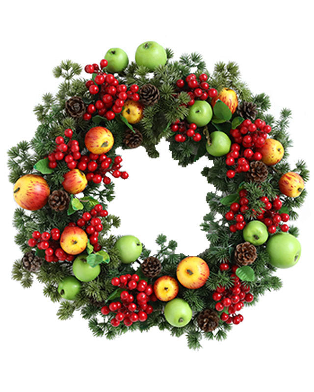 Farmhouse Apple Red Berry Pine Wreath
