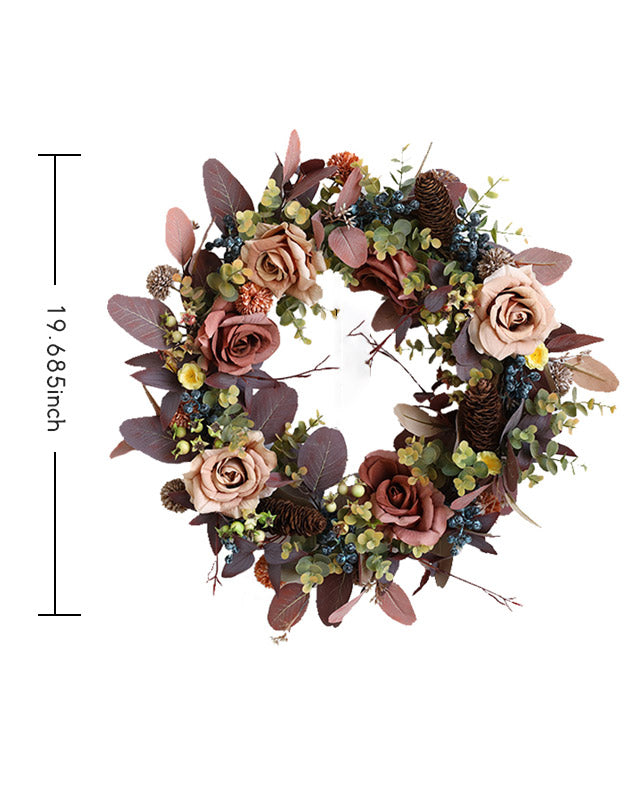 Farmhouse Rose Eucalyptus Berry Fall Wreath