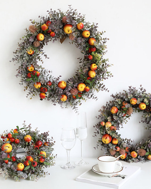 Farmhouse Apple Pomegranate Fruits Wreath