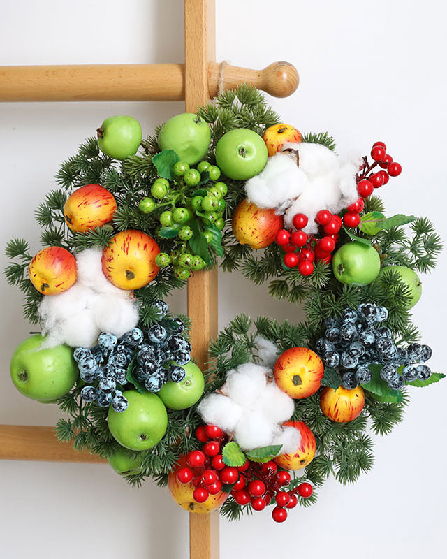 Mixed Fruit Berry Cotton Wreath Indoor