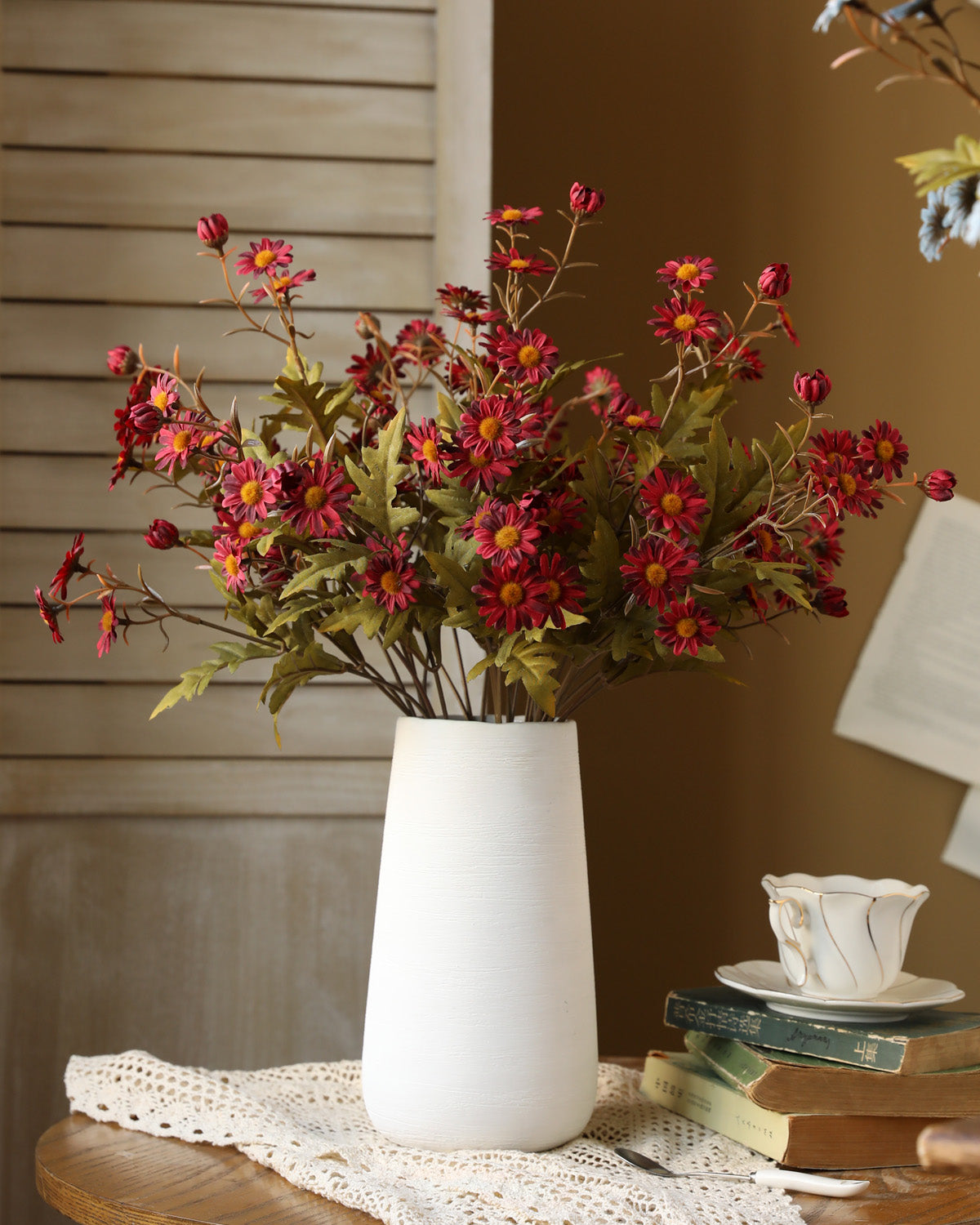 Artificial Wildflowers Daisy Dark Red