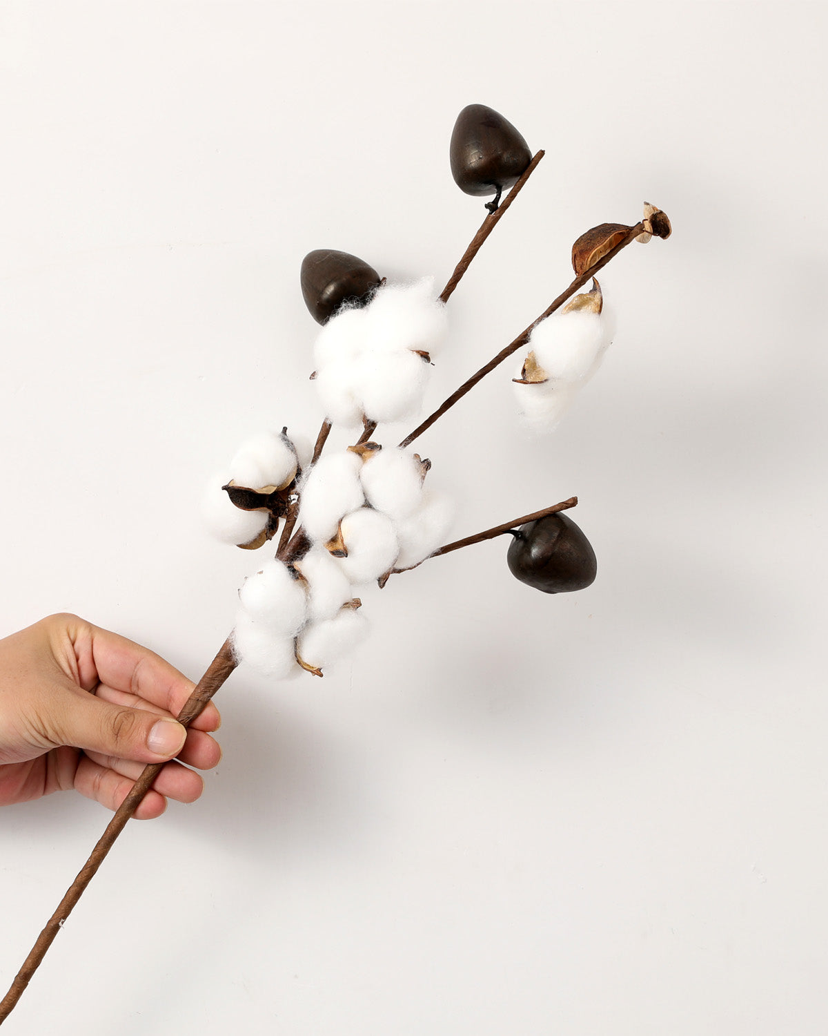Artificial Decorative Dried Cotton Stems