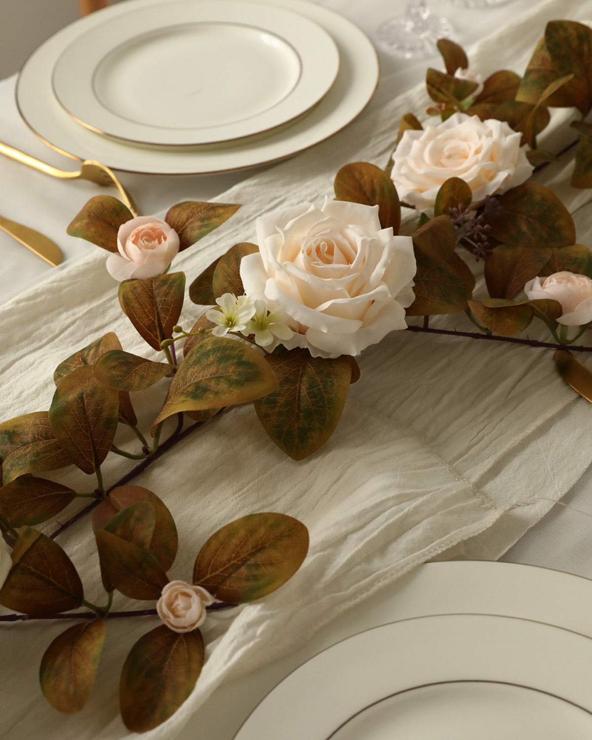 Artificial Rose Eucalyptus Autumn Centerpiece