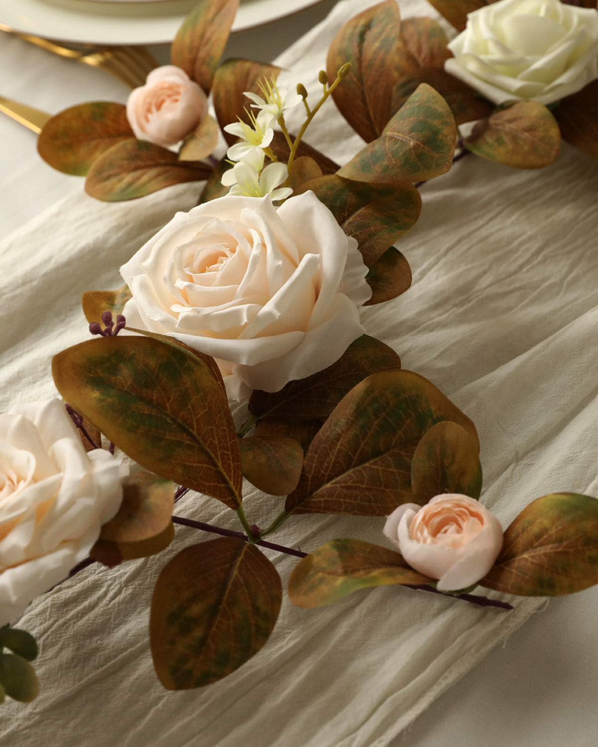 Artificial Rose Eucalyptus Fall Centerpiece