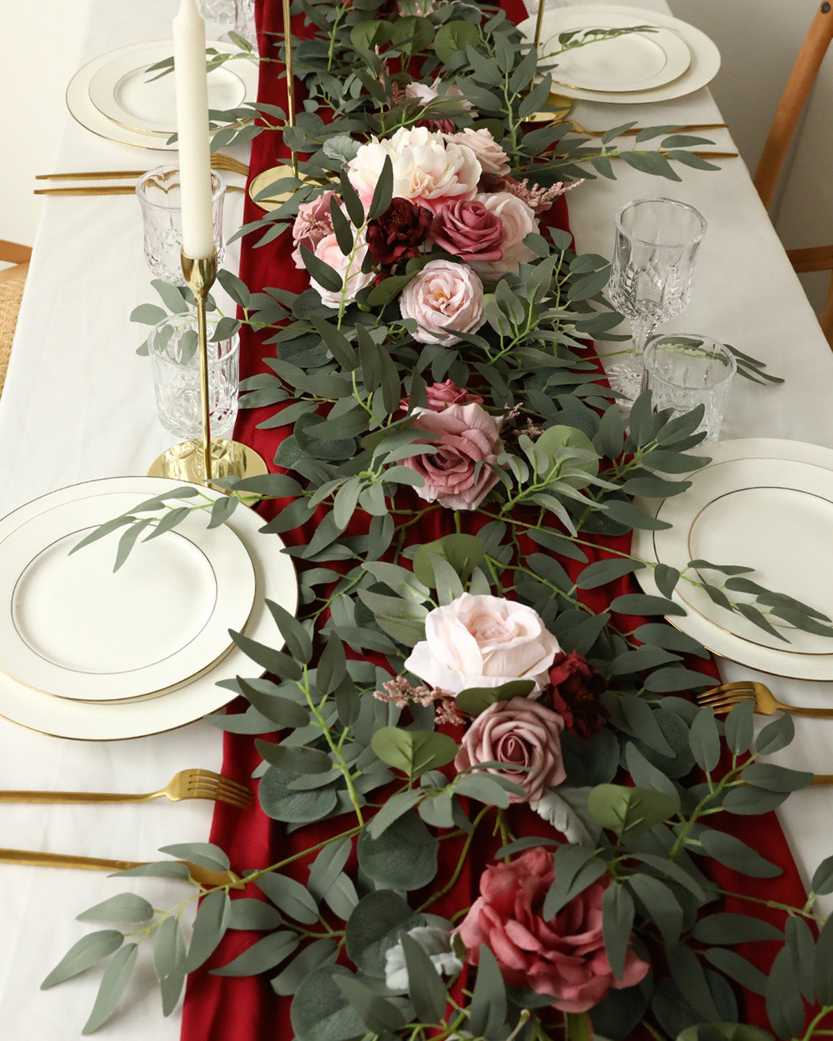 Long Peony Rose Chrysanthemum Garland Centerpiece