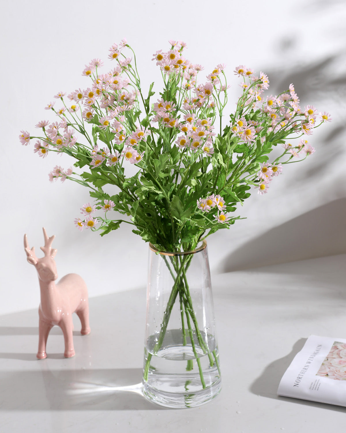 Realistic Pink Silk Wildflowers Daisy