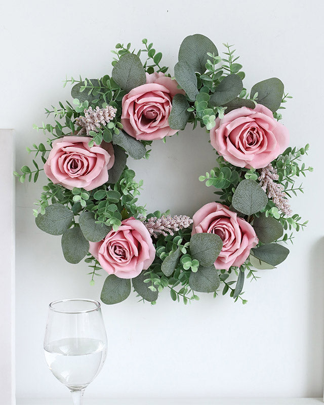 Waterproof Rose & Mix Eucalyptus Wreath