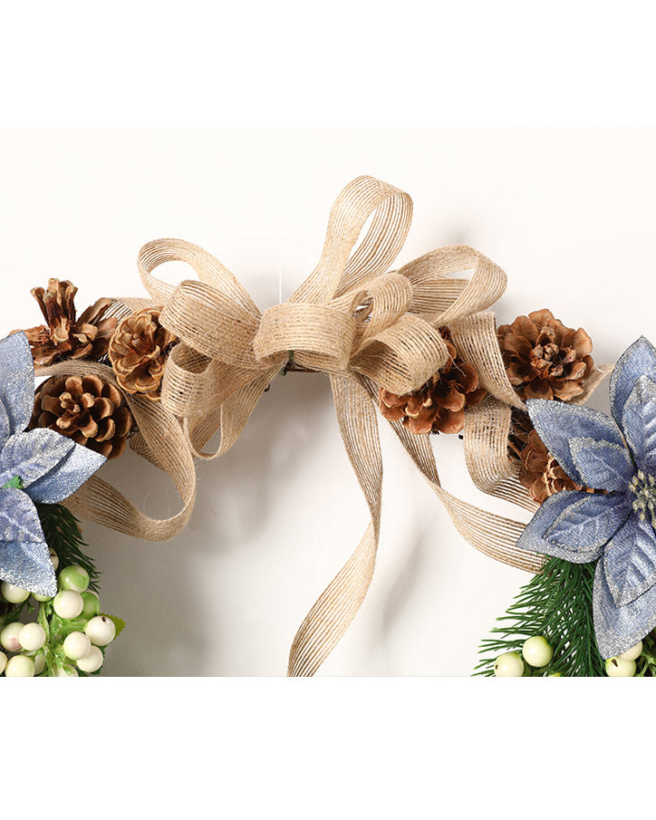 Pine Cone Snowberry Burlap Wreath