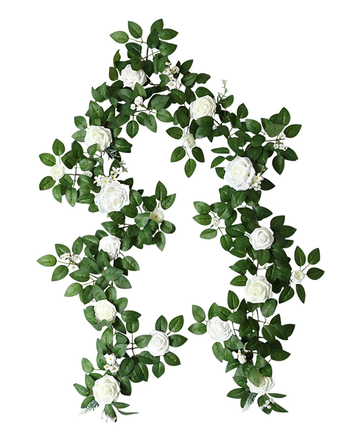 Handmade Artificial White Rose Greenery Garland - 6.23FT