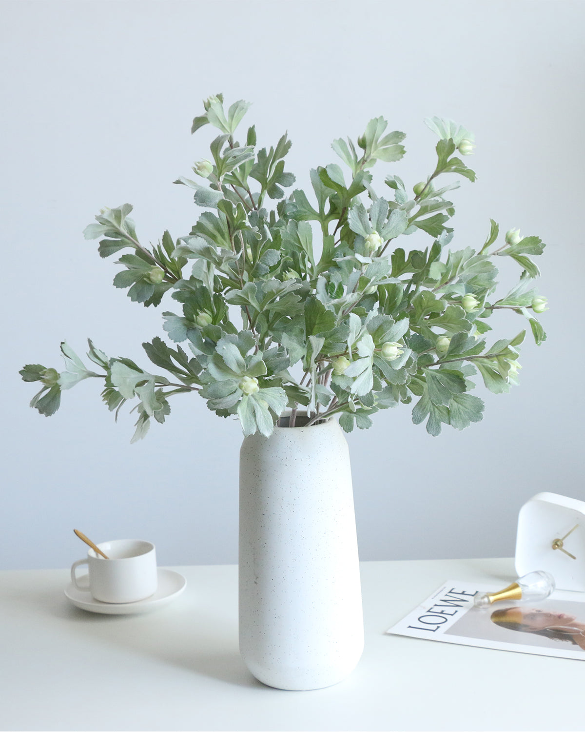 Artificial Dusty Miller Leaves Stem