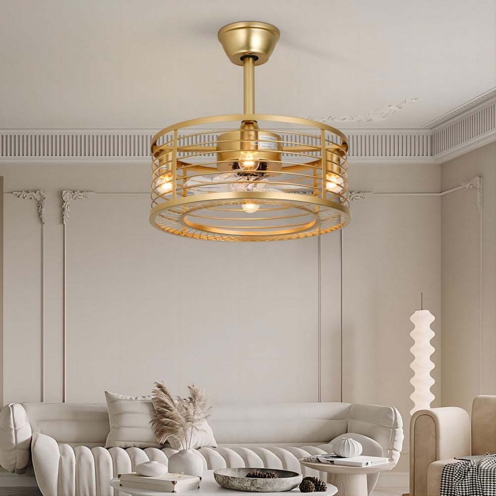 Modern Enclosed Ceiling Fan Indoor with Remote Control-Bedroom