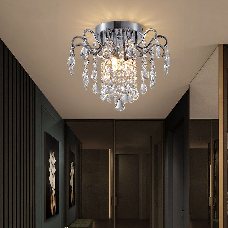 Modern Mini Round Crystal Flush Mount Ceiling Light | Sofary