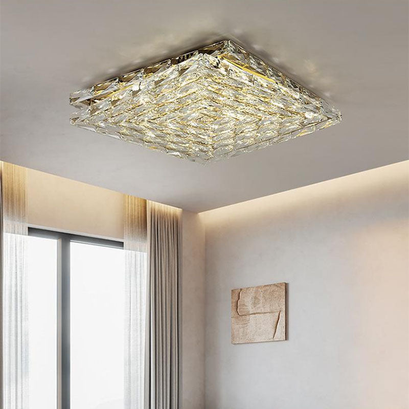 Gold Multi-layer Square Crystal Chandelier - Ceiling Light - Bedroom | Sofary