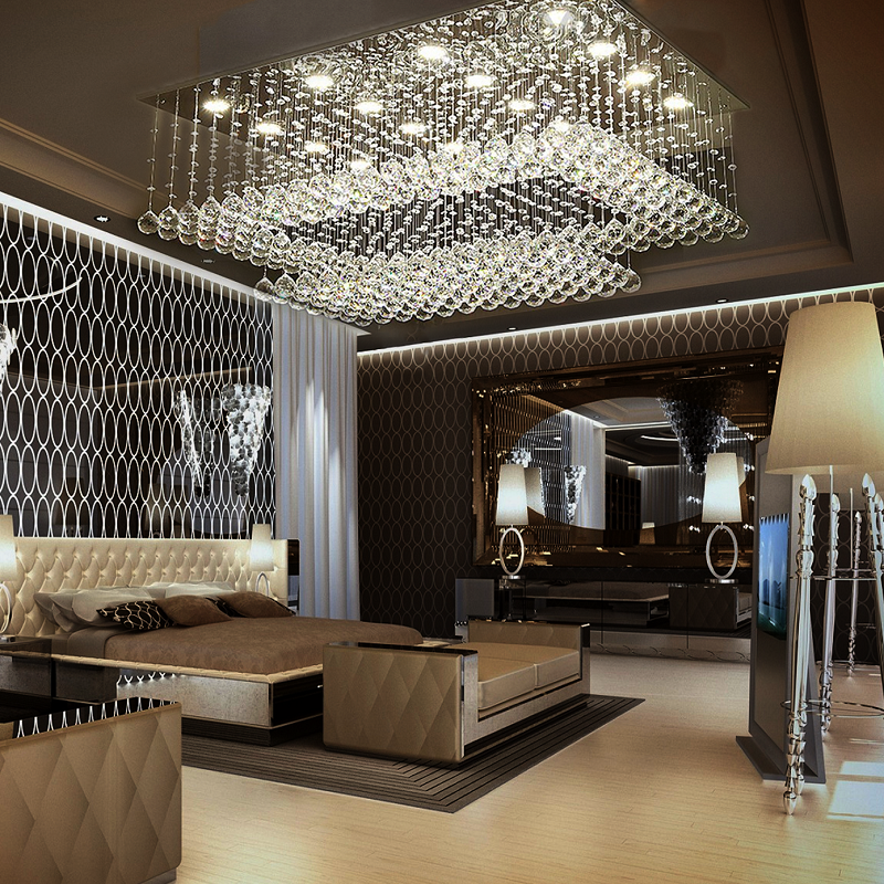 Rectangular Multi layer Cloud Design Crystal Chandelier Bed Room