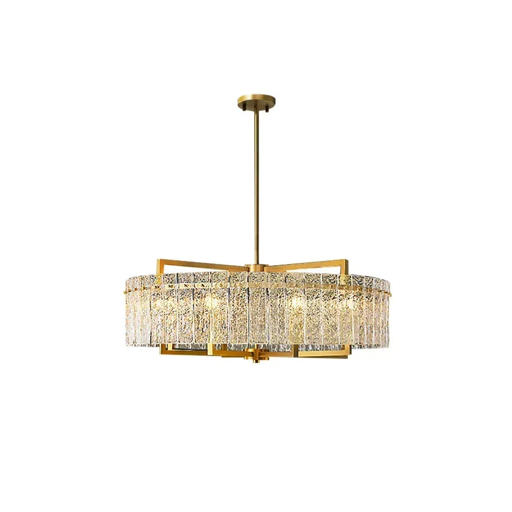 Round Brass Drum Adjustable Chandelier 
