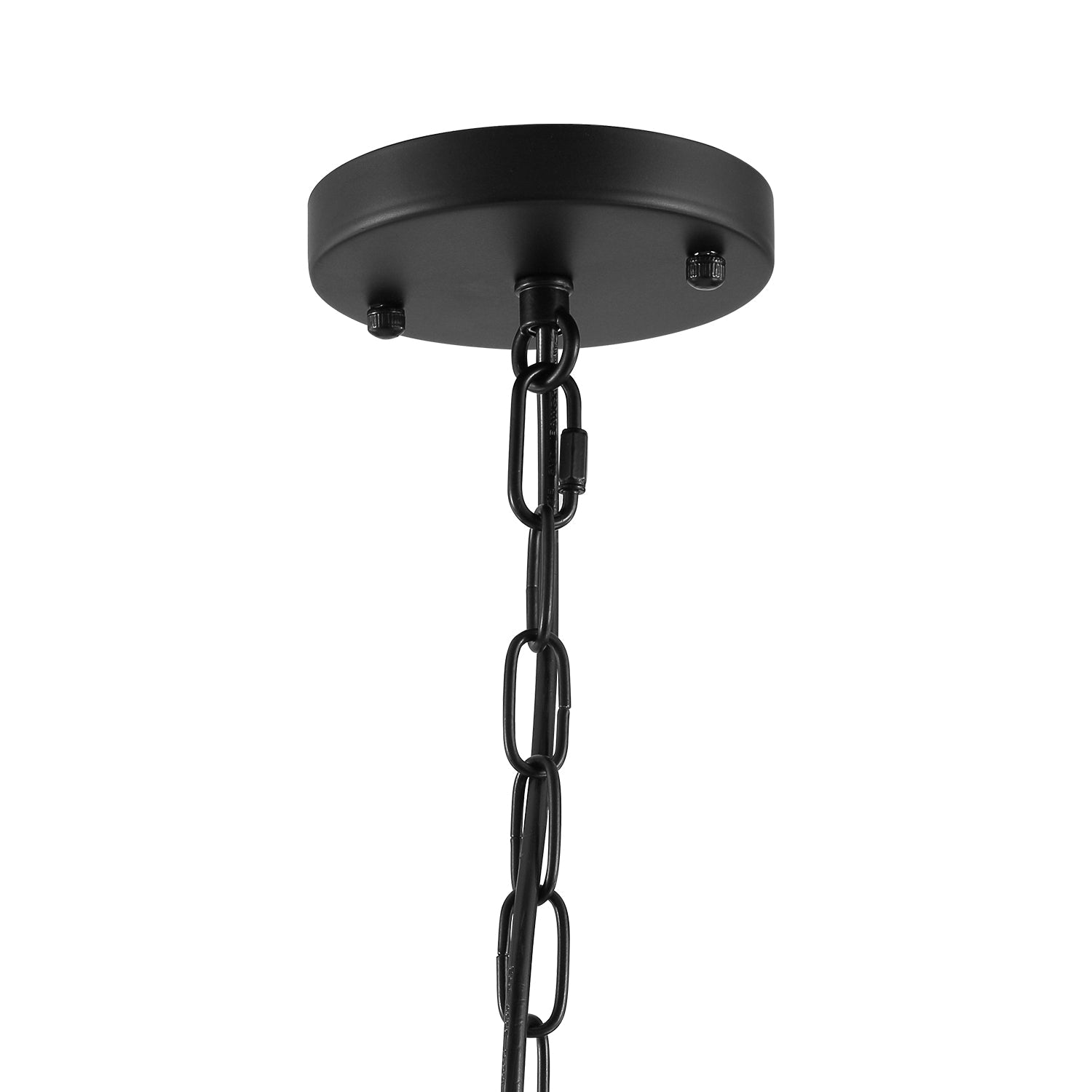Modern Farmhouse Black Metal Candle Chandelier - detail