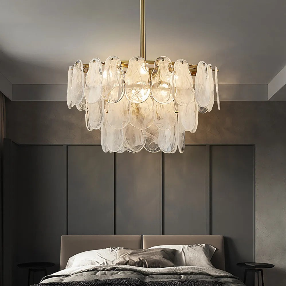Tiered Cloud Glass Adjustable Chandelier - Bedroom
