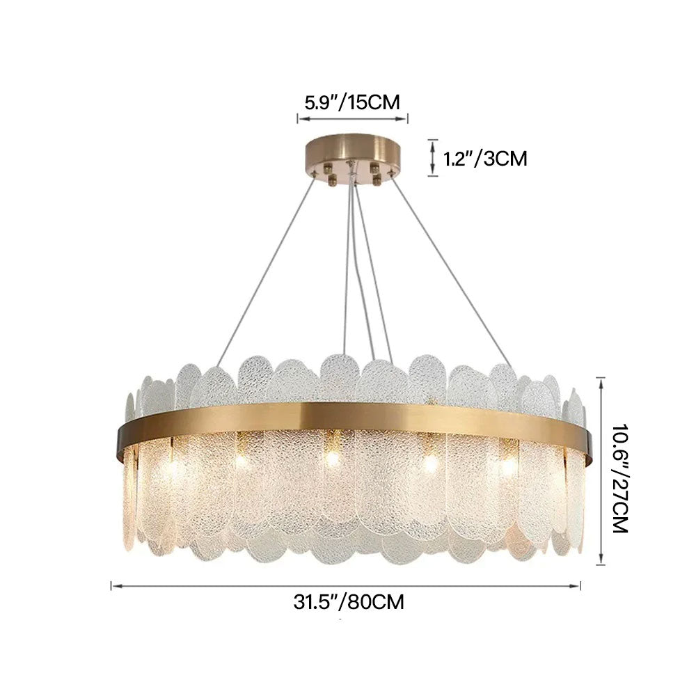 Round Tiered Clear Glass Chandelier Media 6 of 8 - Size Dimension