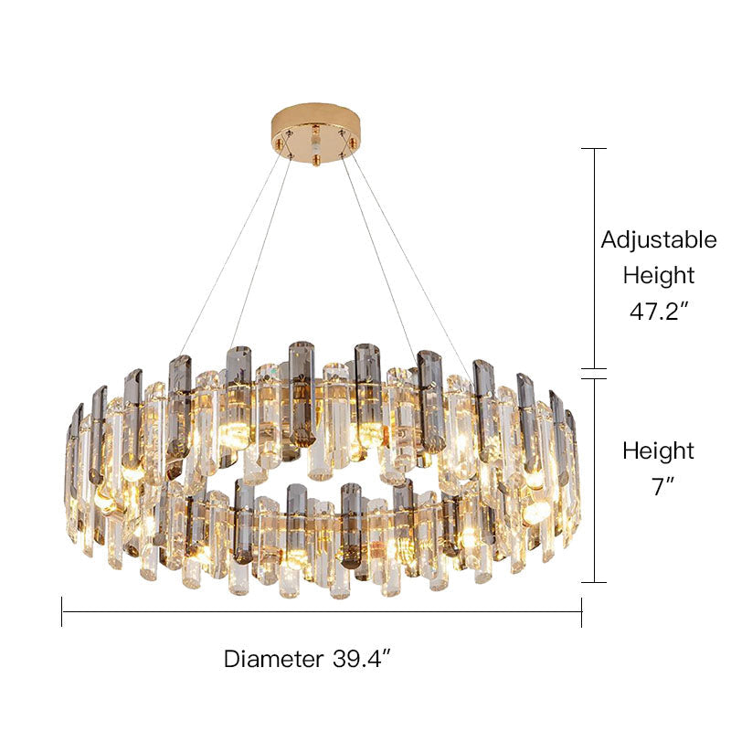 Round Glass Shade Gold Chandelier - Dimension | Sofary