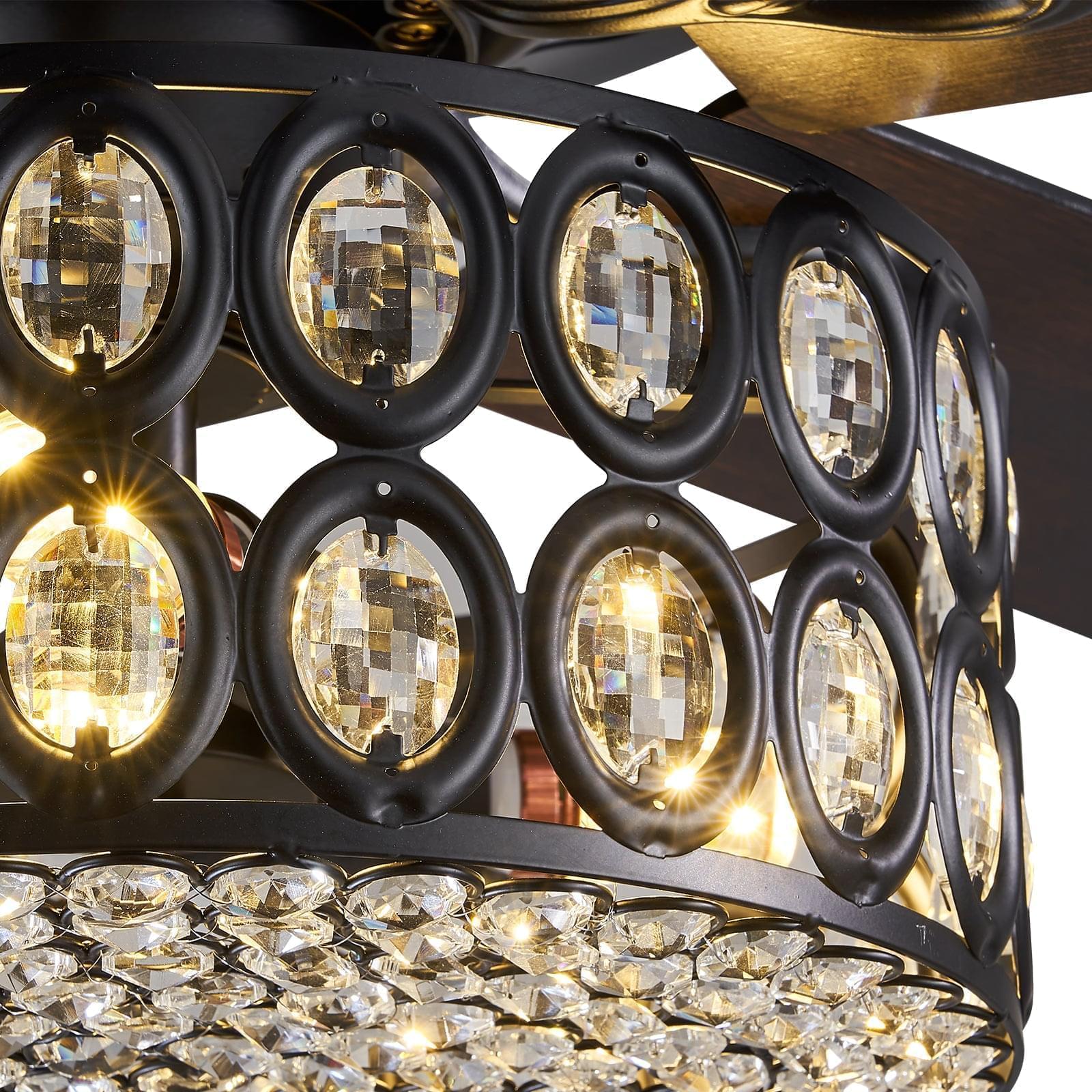 5 - Blade Drum Oval Crystal  Ceiling Fan with Remote Control