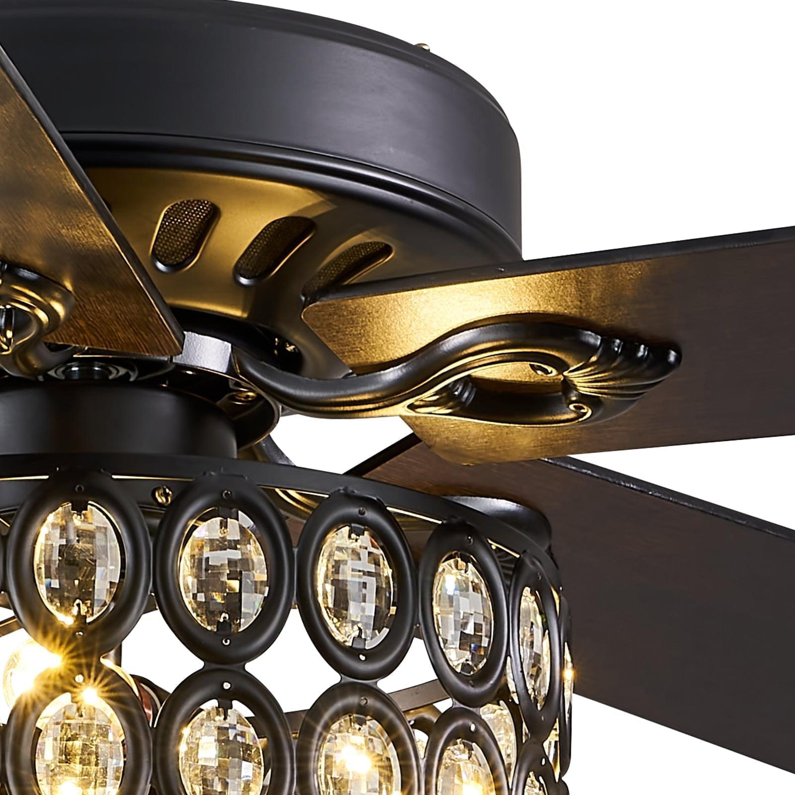 5 - Blade Drum Oval Crystal  Ceiling Fan with Remote Control