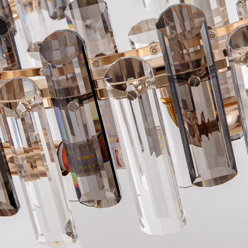 Round Glass Shade Gold Chandelier - Crystal Detail | Sofary