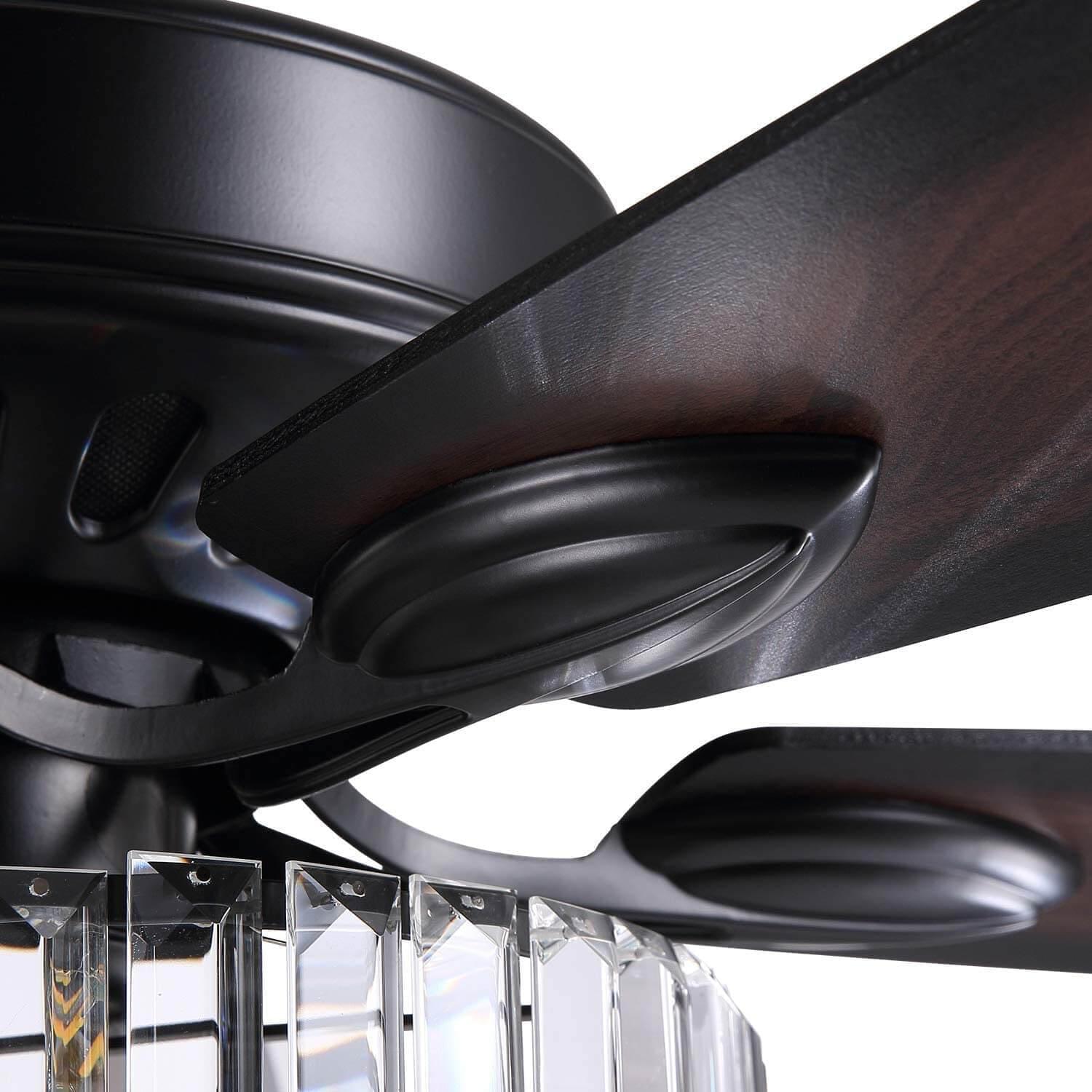 5 - Black Blade Clear Crystal Ceiling Fan with Remote Control for Living Room
