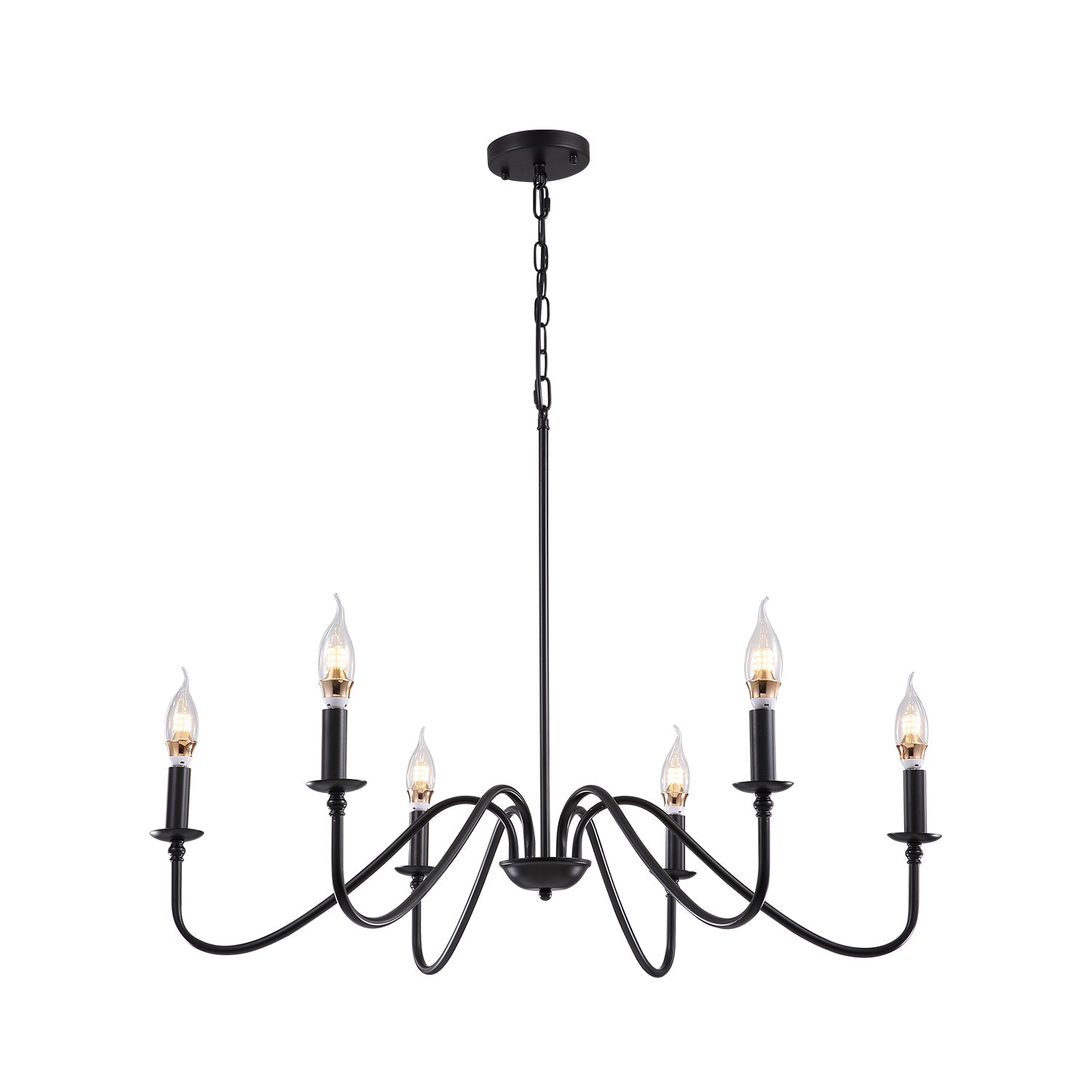 Modern Farmhouse Black Metal Candle Chandelier