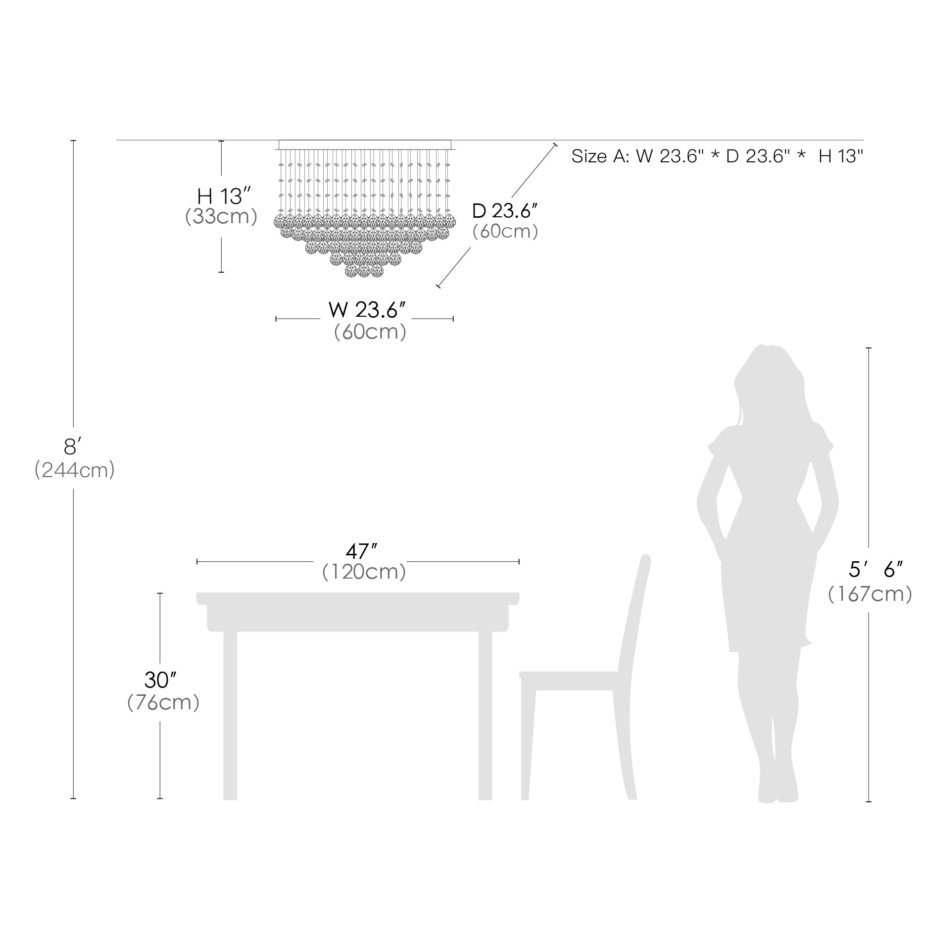 Square Low Ceiling Raindrop Crystal Chandelier---size room| Sofary