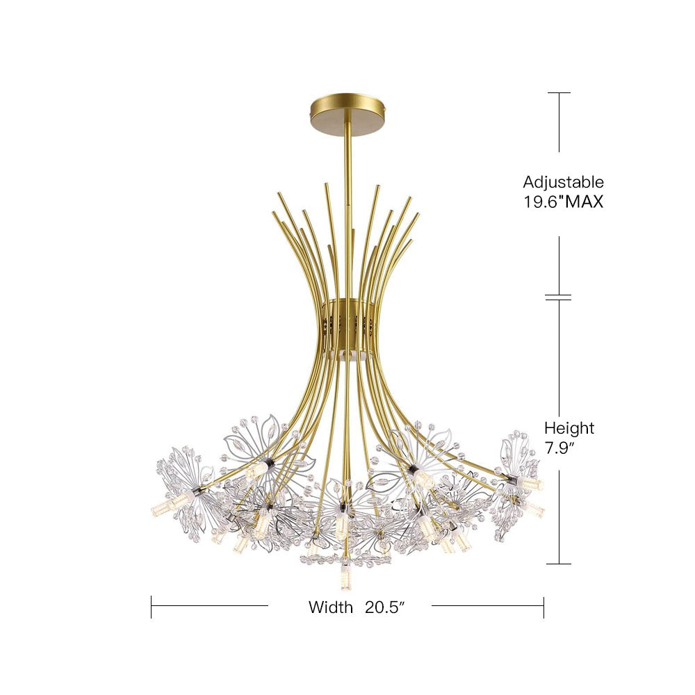 Unique Dandelion Crystal Pendant Light - White Background | Sofary