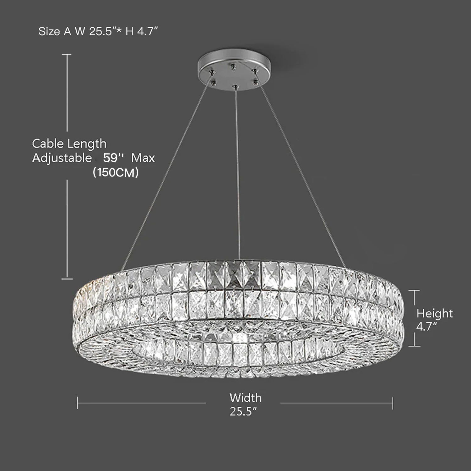 Luxury Style One Ring Crystal Chandelier - Living room