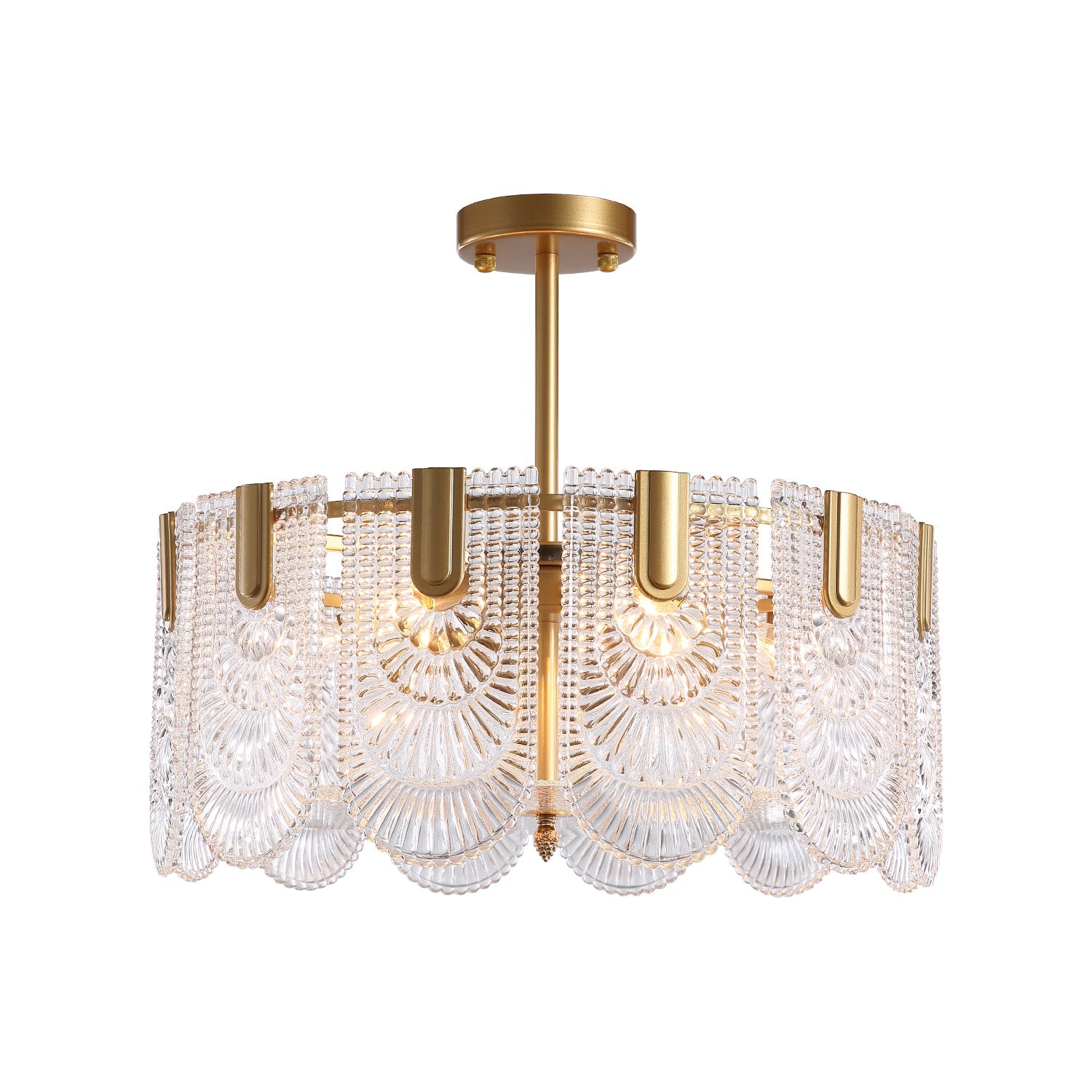 Round Shape Gold Glass Chandelier | Sofary