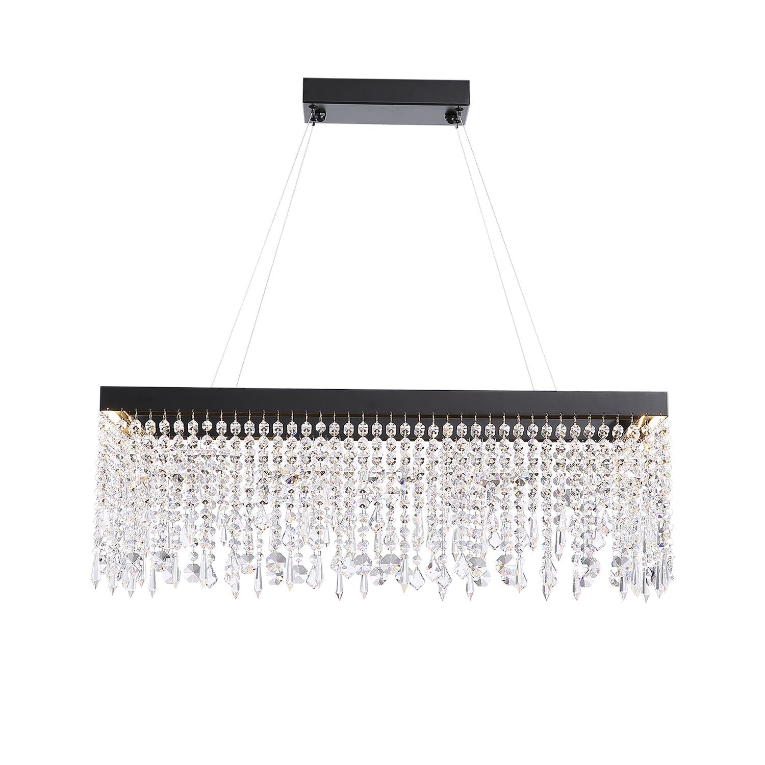 Rectangle Crystal Raindrop Chandelier - White Background | Sofary