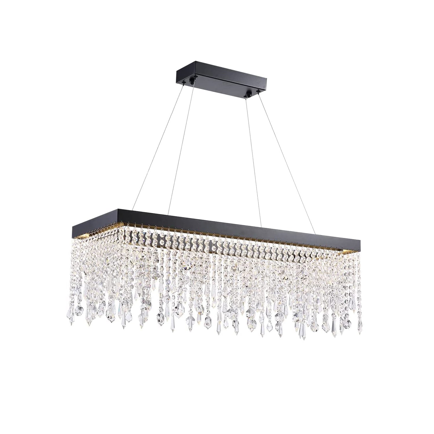Rectangle Crystal Raindrop Chandelier - White Background | Sofary