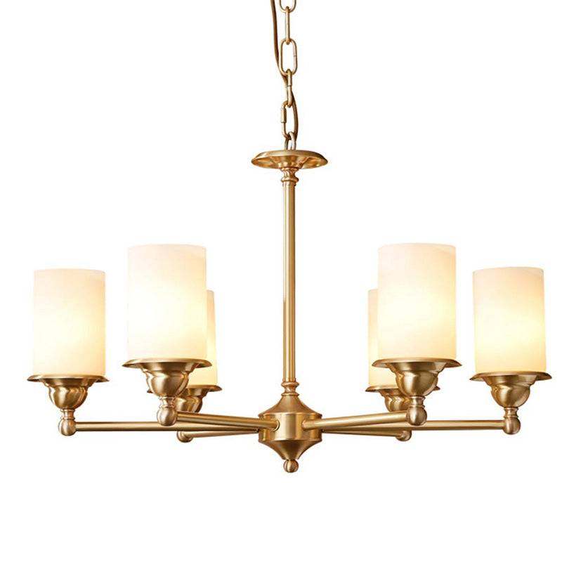 Rustic Vintage Pendant Light with Brass Body White Glass Lampshade