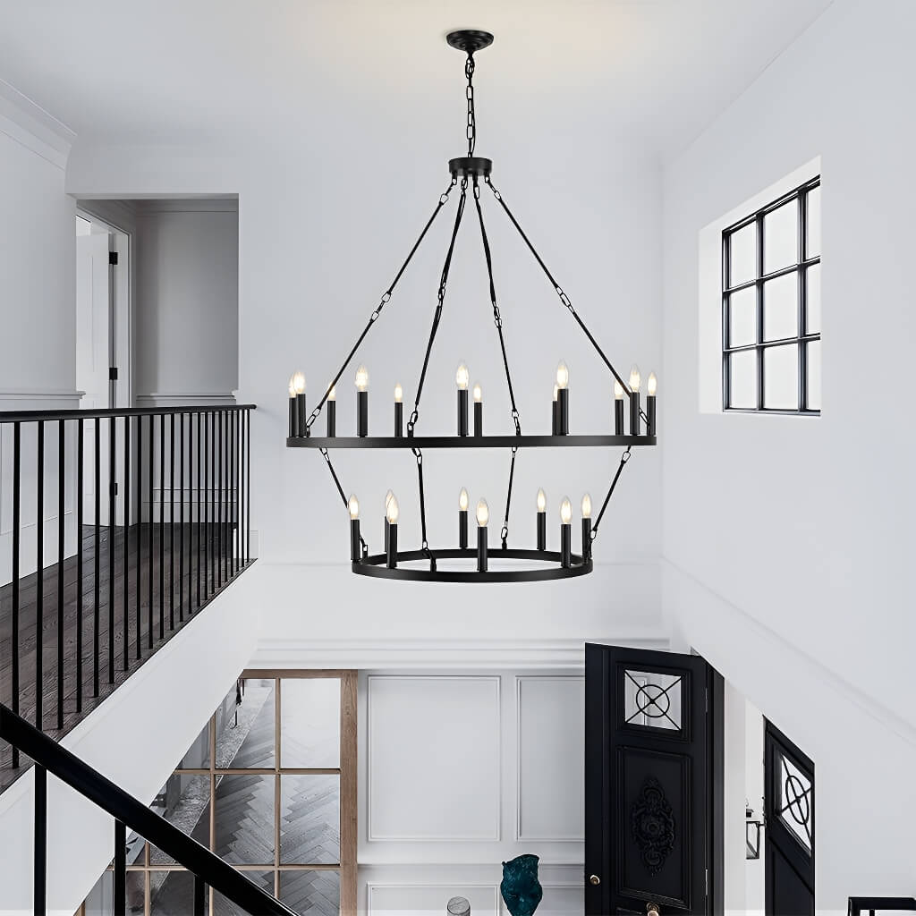 Double-Tier IrChandelier Industrial Rustic Lighting foyer-1 | Sofary Lighting
