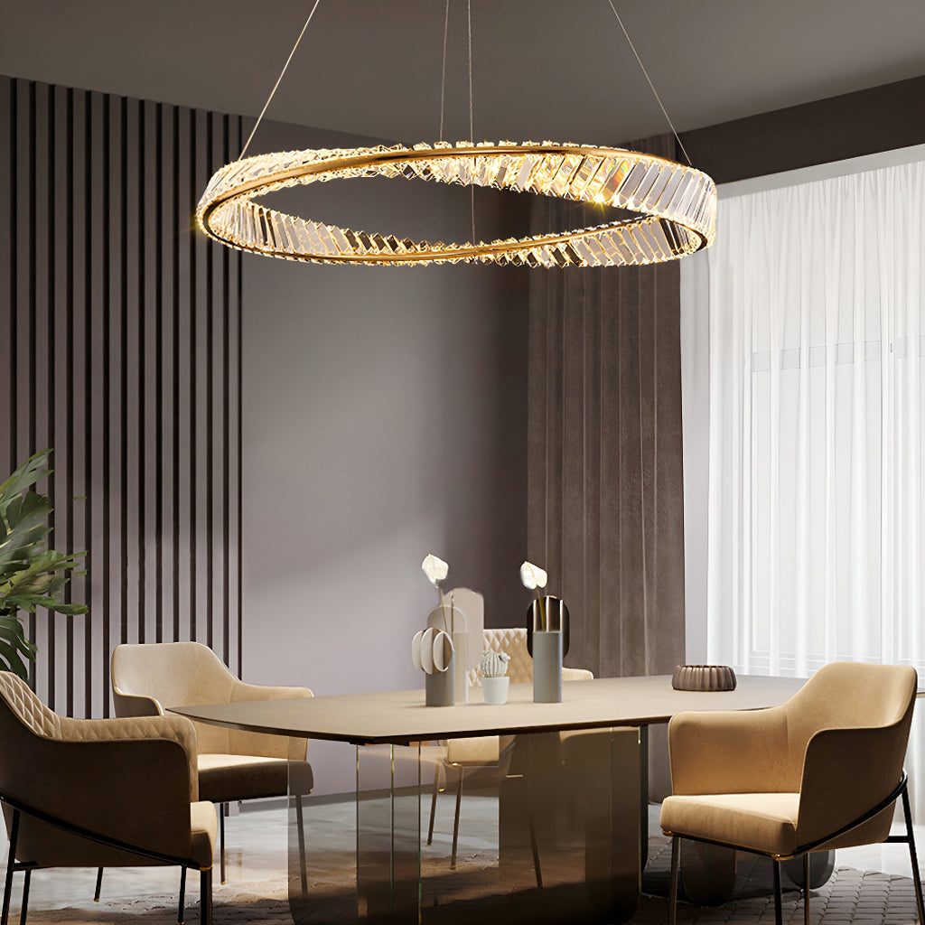 Gold Irregular Ring Crystal Pendant Led Lamp-dining-room-1|Sofary