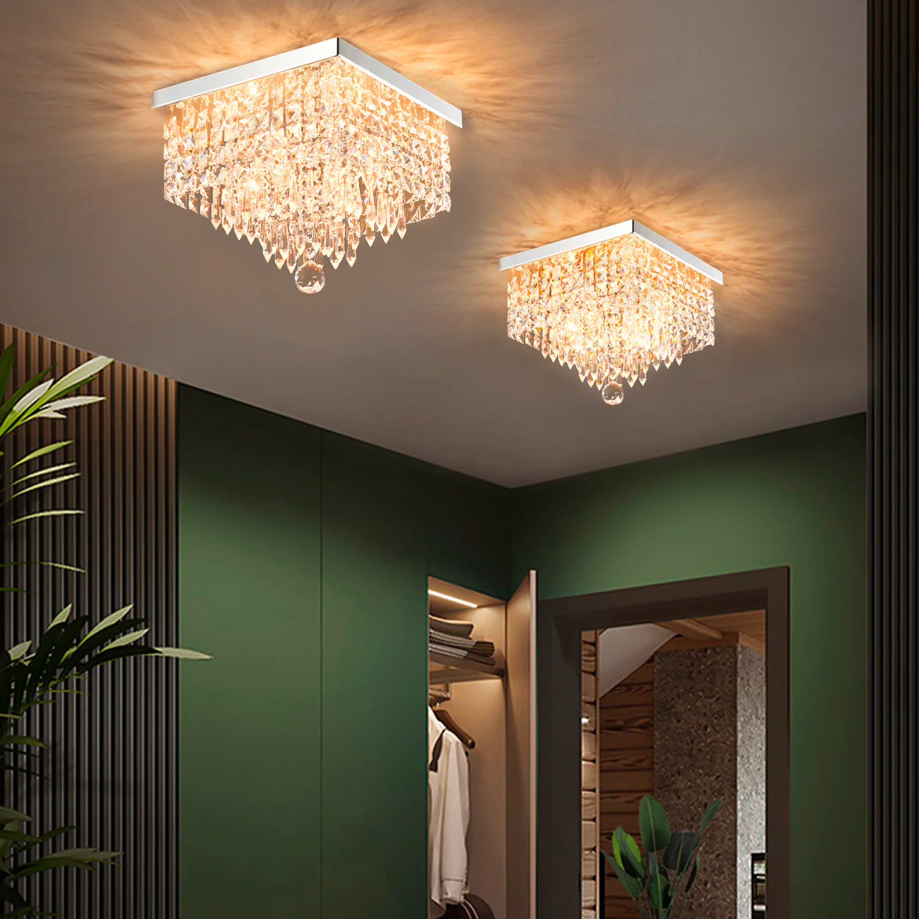 Modern Hallway Crystal Flush Mount Ceiling Light-hallway-1|Sofary