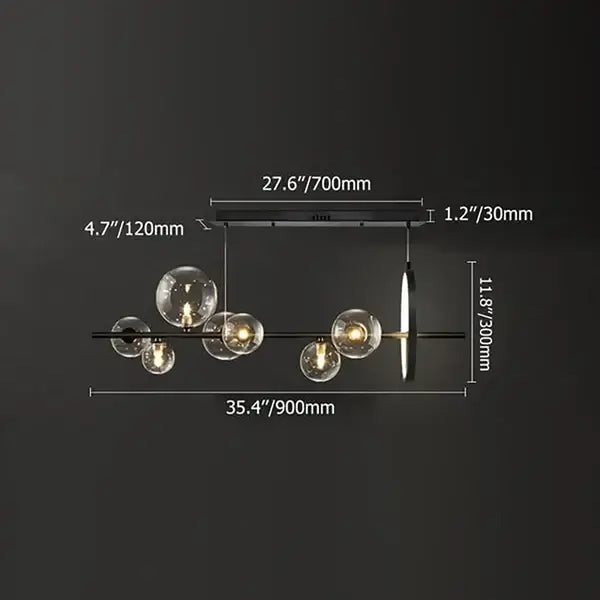 Modern Nordic Restaurant Chandelier: Trendy Glass Bubble Lighting-size-7-heads | Sofary