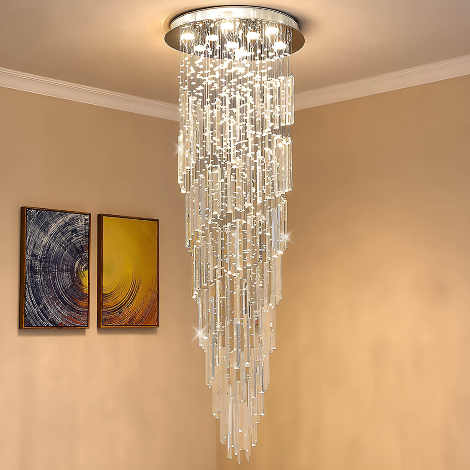 Modern Spiral Crystal Chandelier - Staircase Chandelier-1 |Sofary