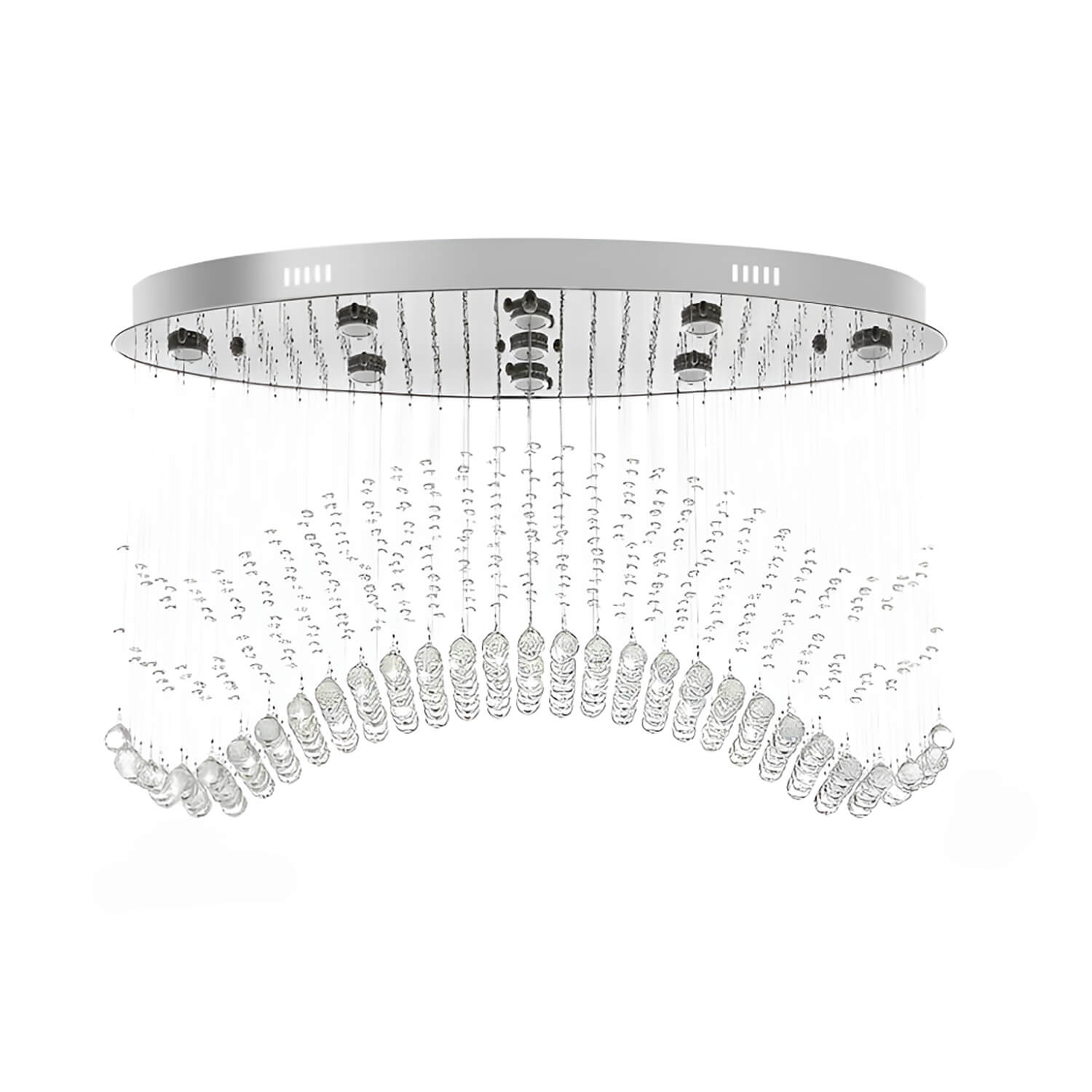 Modern Wave Rain Drop Clear Crystal Chandelier - Oval Ceiling Light-front-view |Sofary