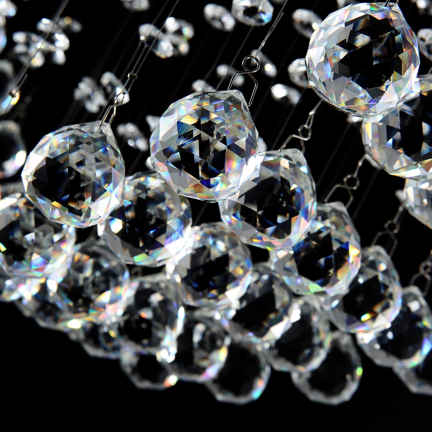 Moon Shaped Spiral Wave Raindrop Crystal Chandelier -details|Sofary