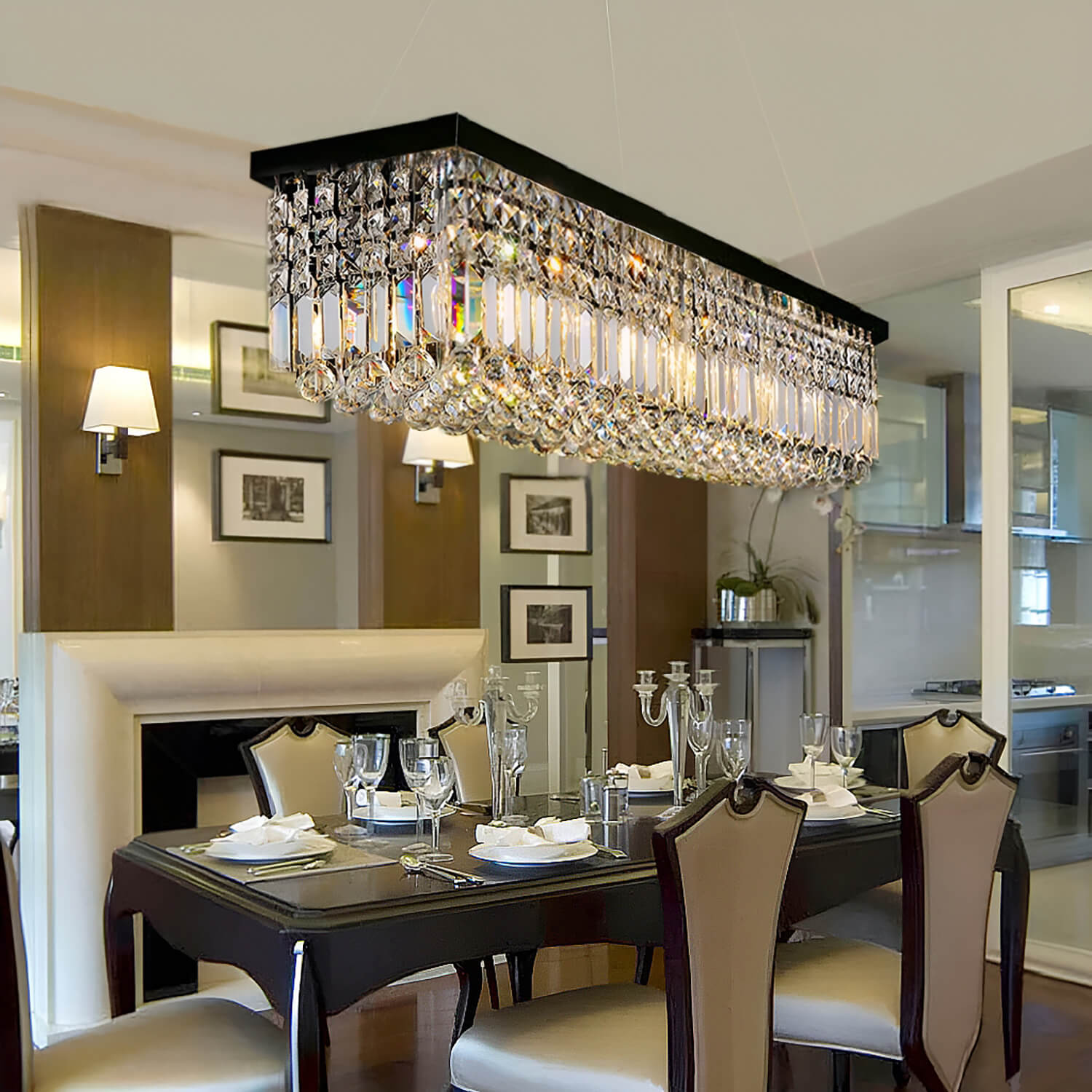 Rectangular Crystal Chandelier - Dining Room Crystal Chandeliers-1 |Sofary