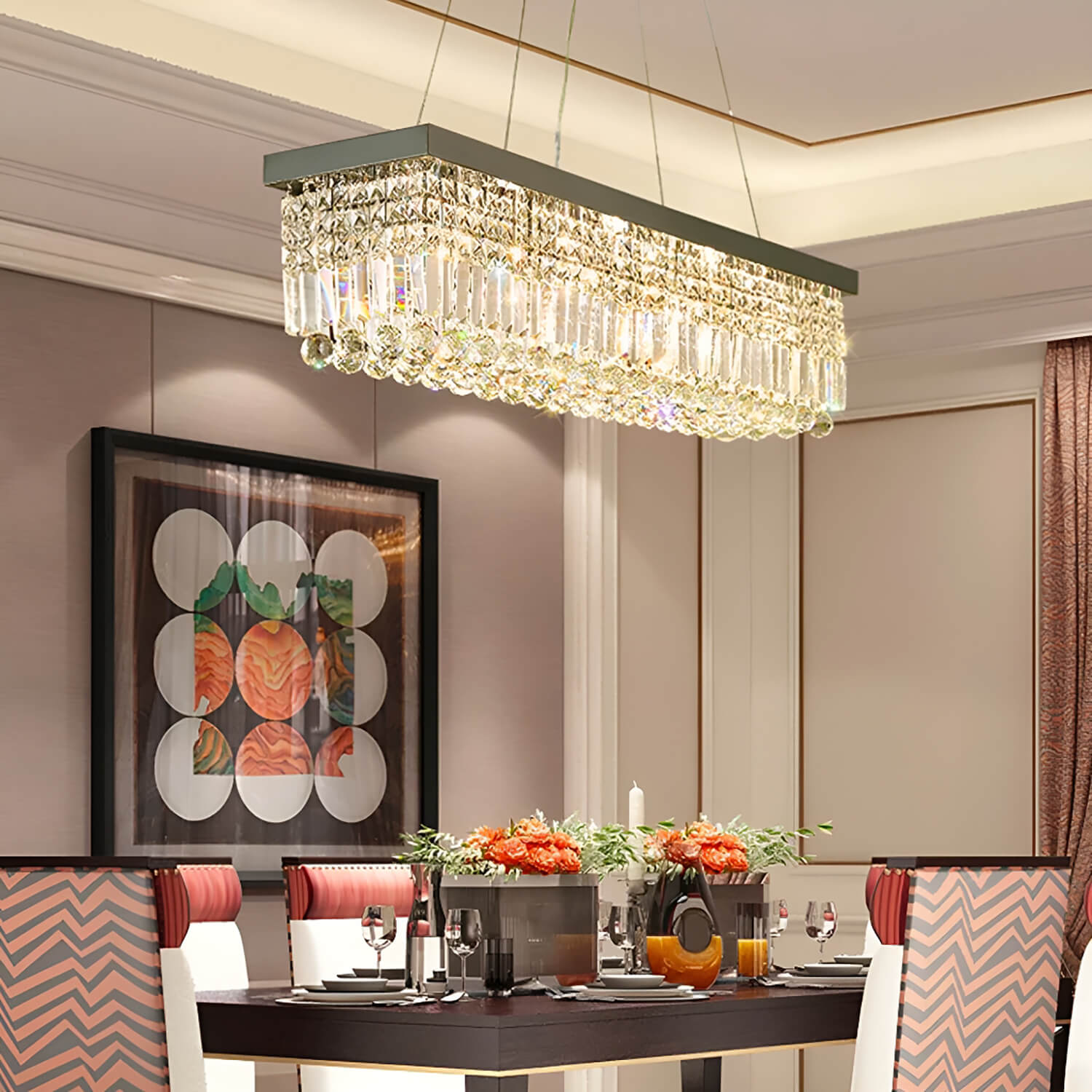 Rectangular Crystal Chandelier - Dining Room Crystal Chandeliers-3 |Sofary