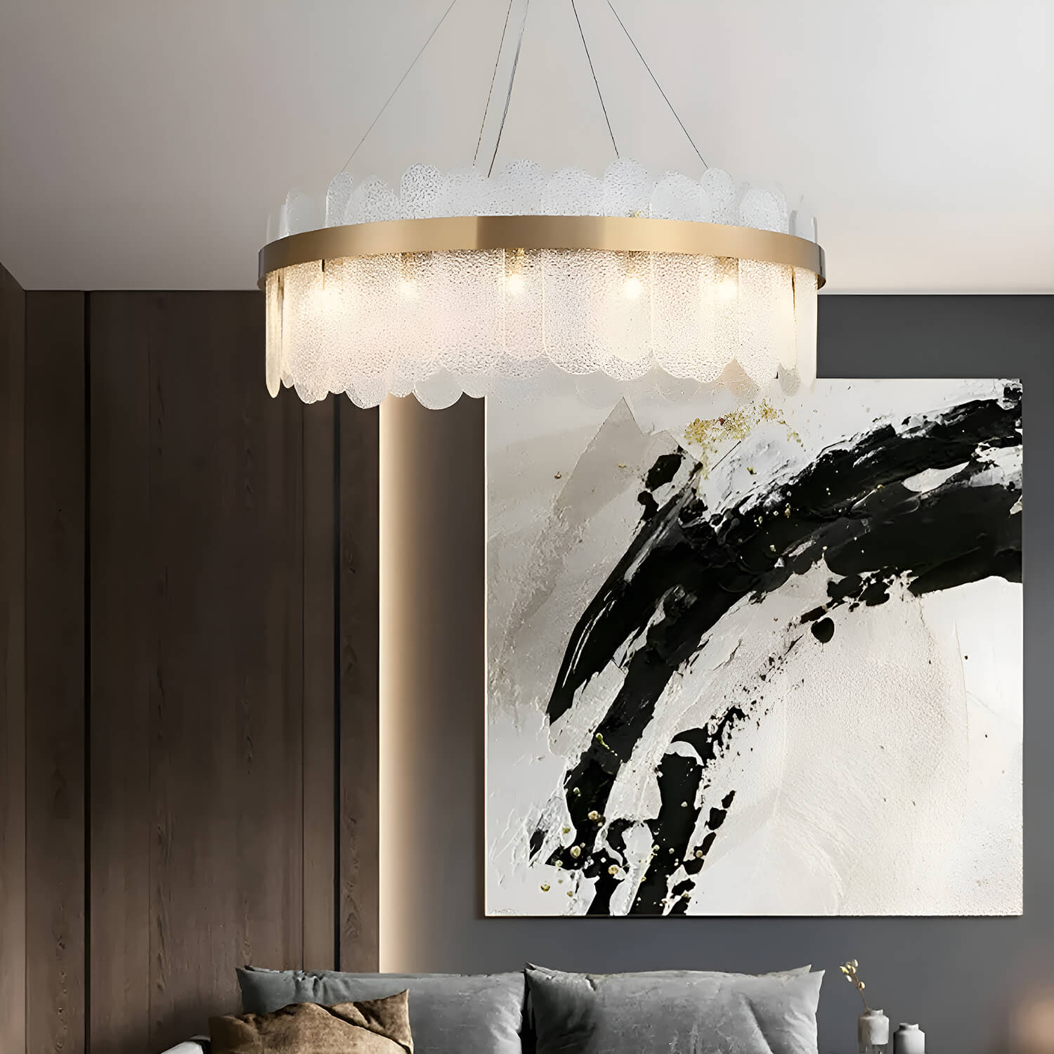 Round Tiered Clear Glass Chandelier-Living Room-3 |Sofary