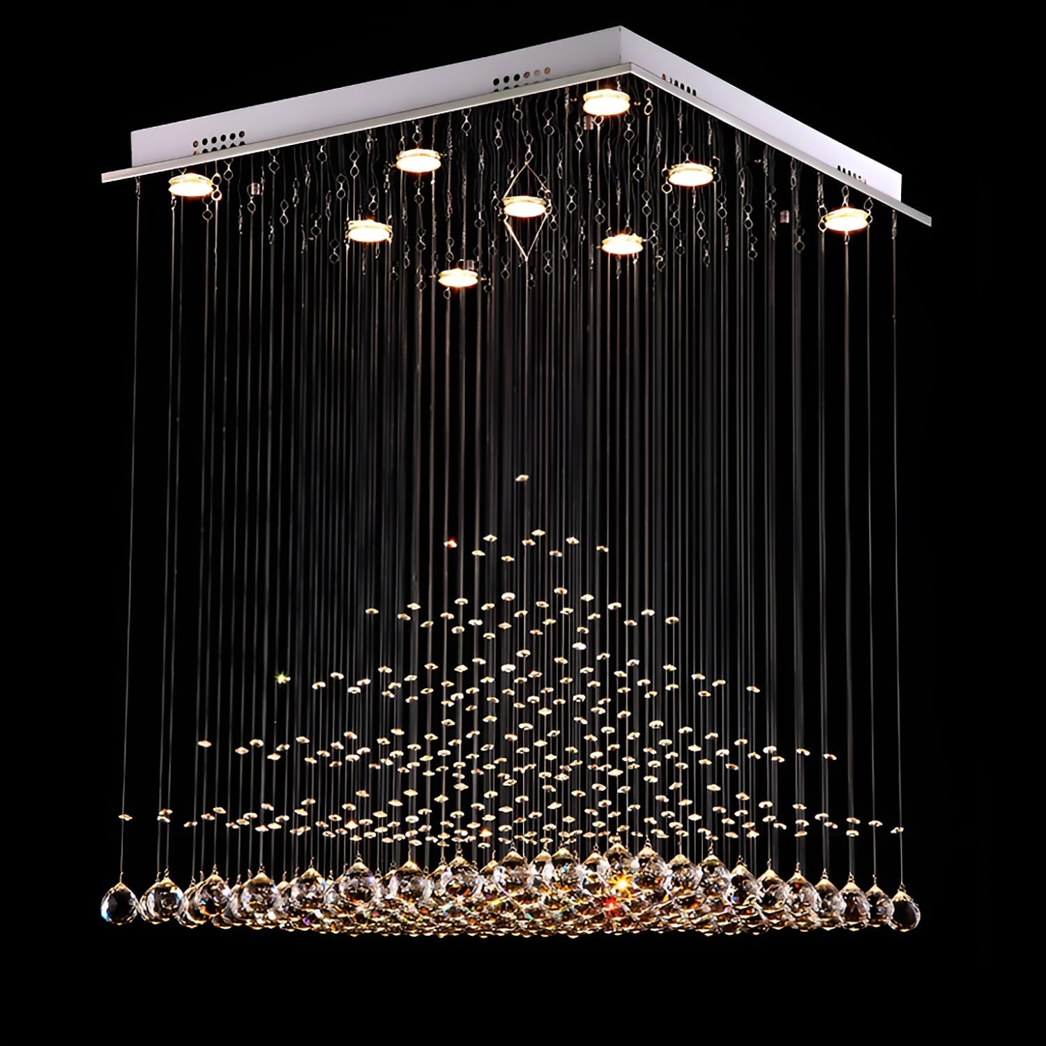 Square Base Pyramid Raindrop Crystal Chandelier - Ceiling Light-2|Sofary