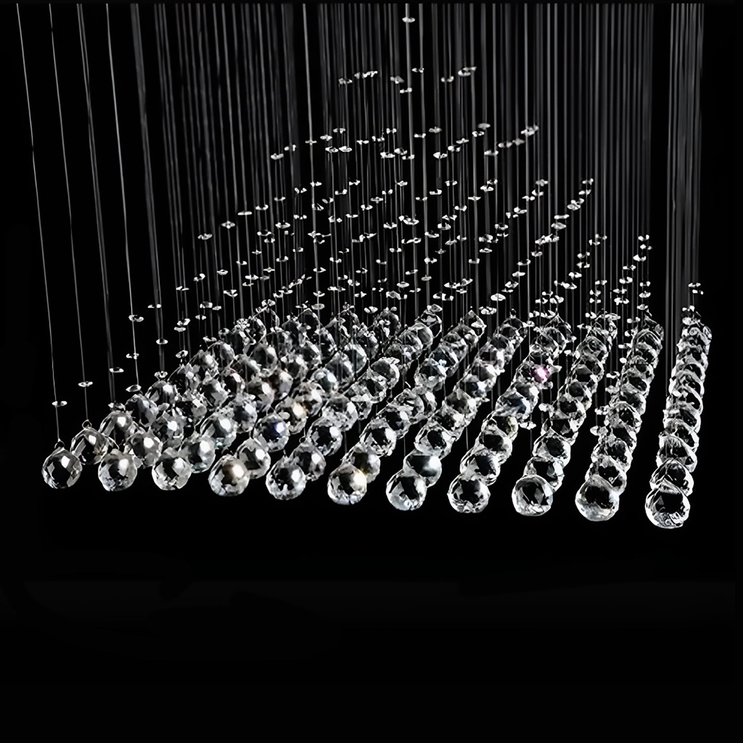 Square Base Pyramid Raindrop Crystal Chandelier - Ceiling Light-details-1|Sofary