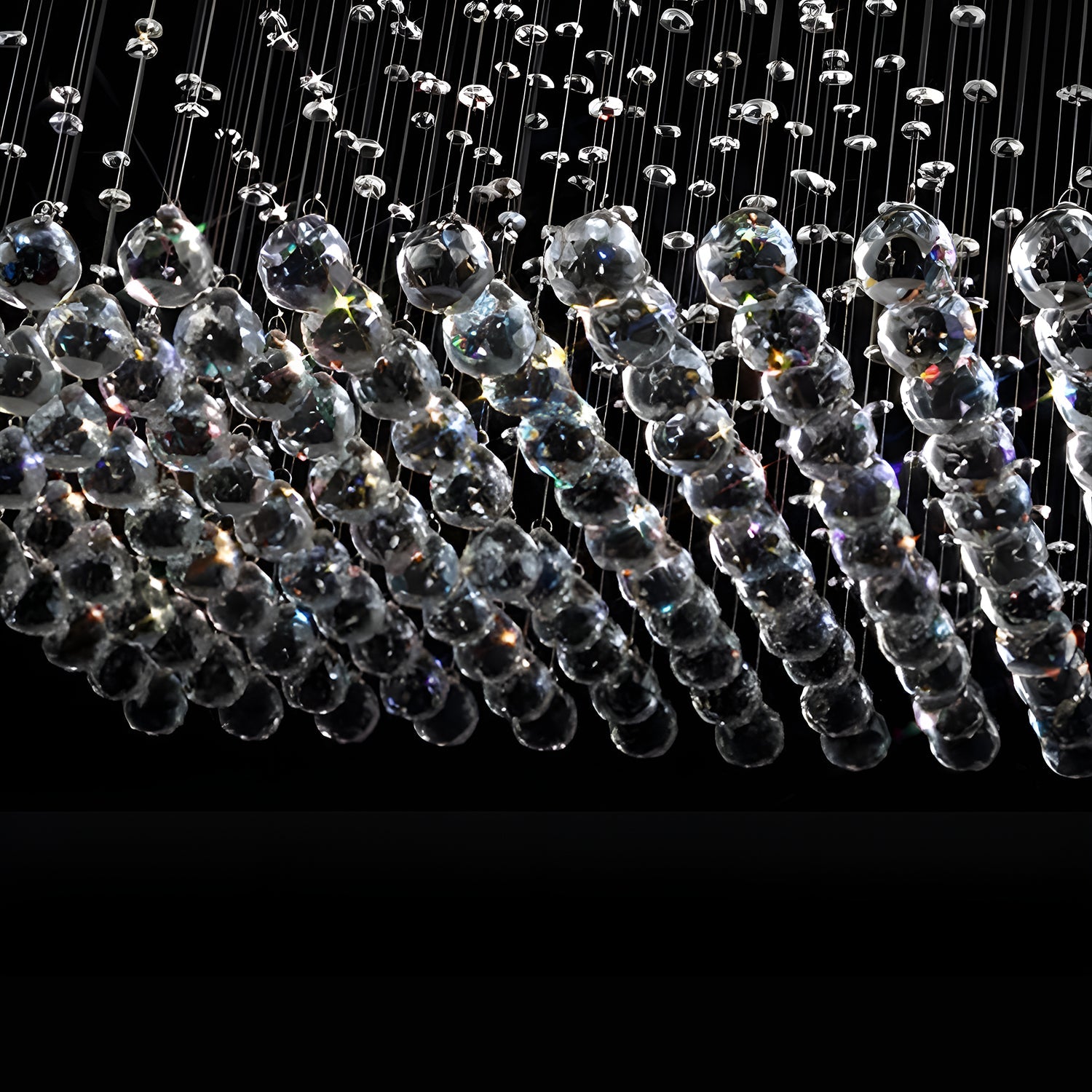 Square Base Pyramid Raindrop Crystal Chandelier - Ceiling Light-details-2|Sofary