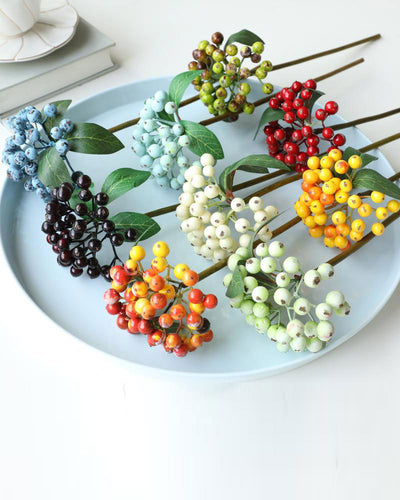 9-Colored Realistic Artificial Berries Stem